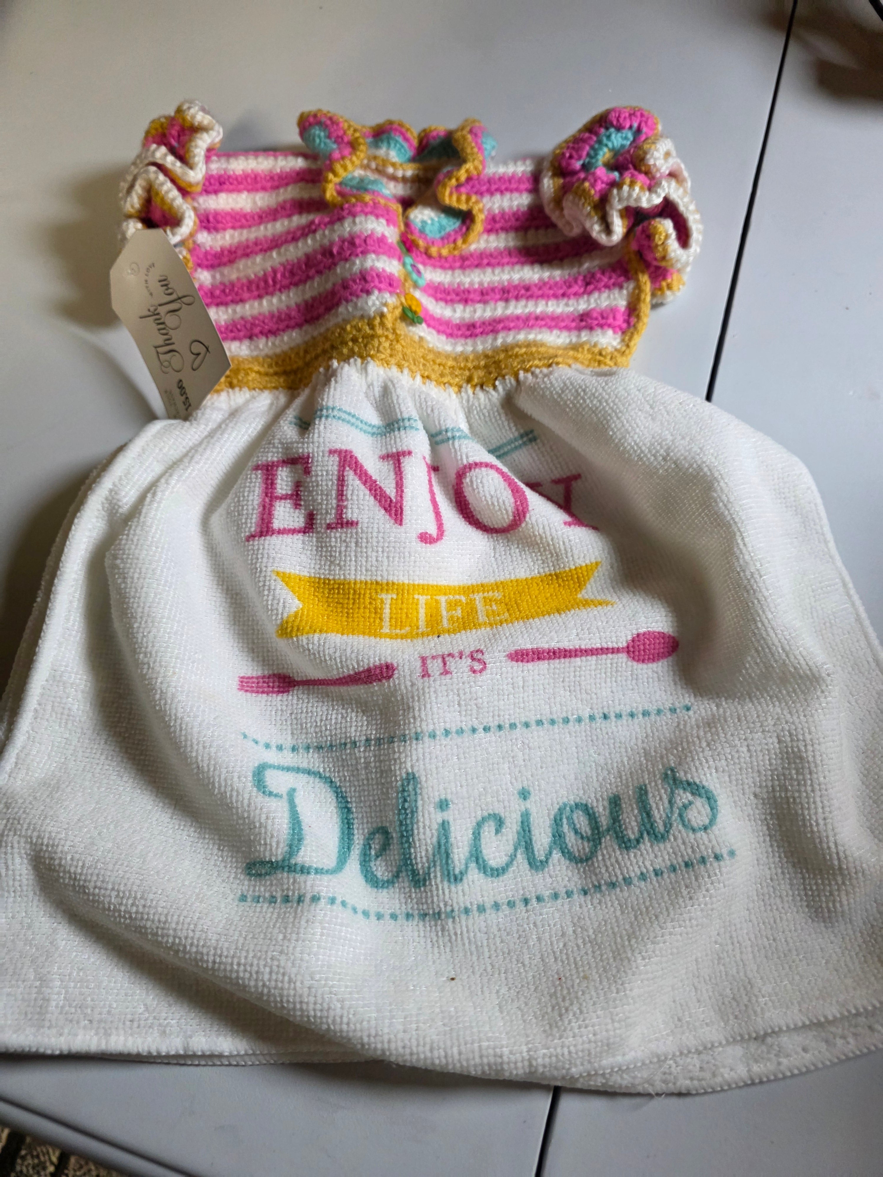 hand crocheted hand towels