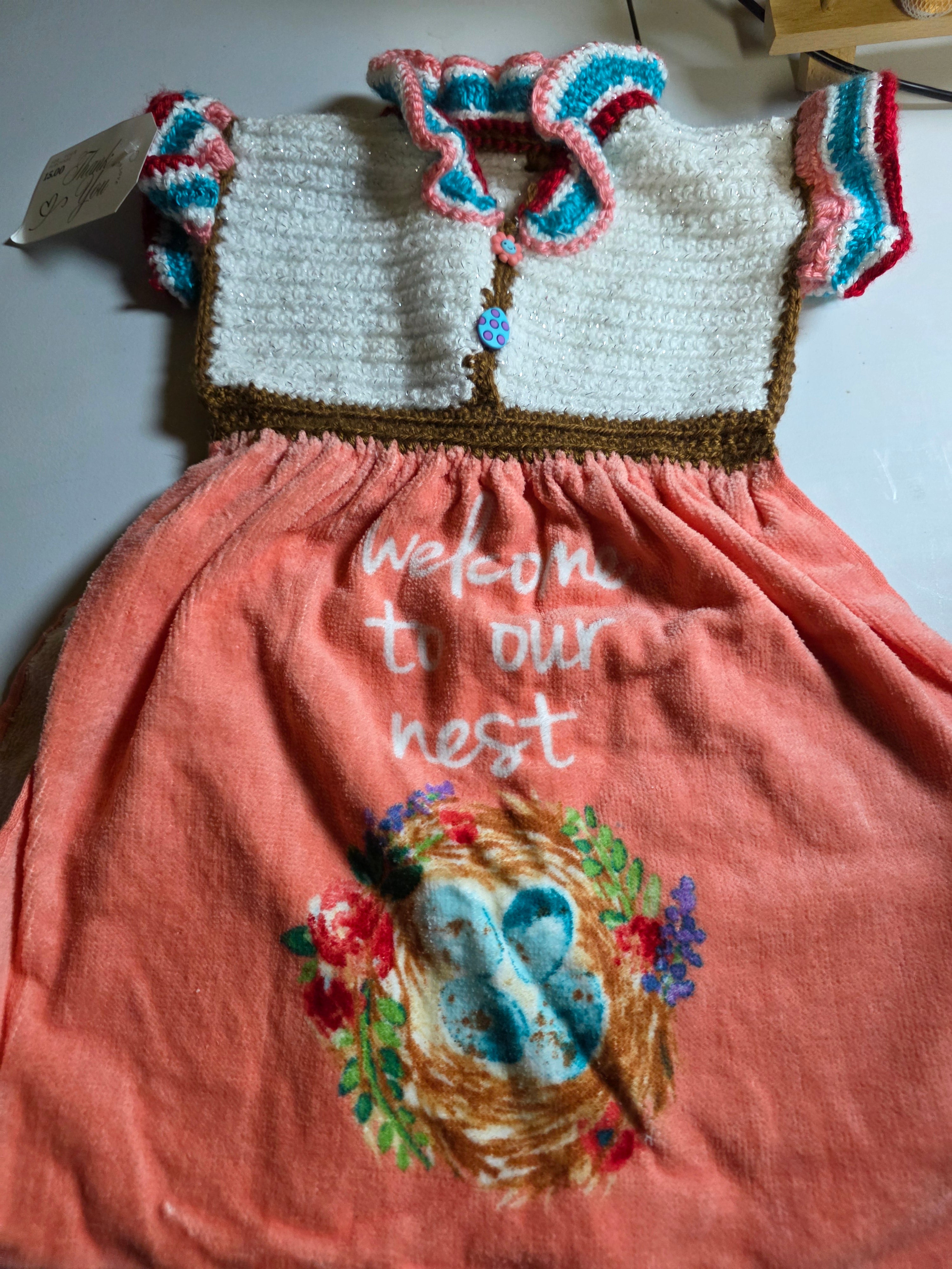 hand crocheted hand towels