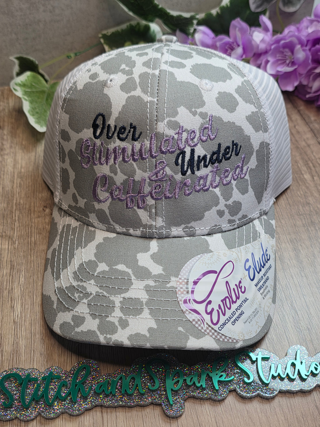 Women’s Coffee Lover Hat – Overstimulated Undercaffeinated Trucker Cap