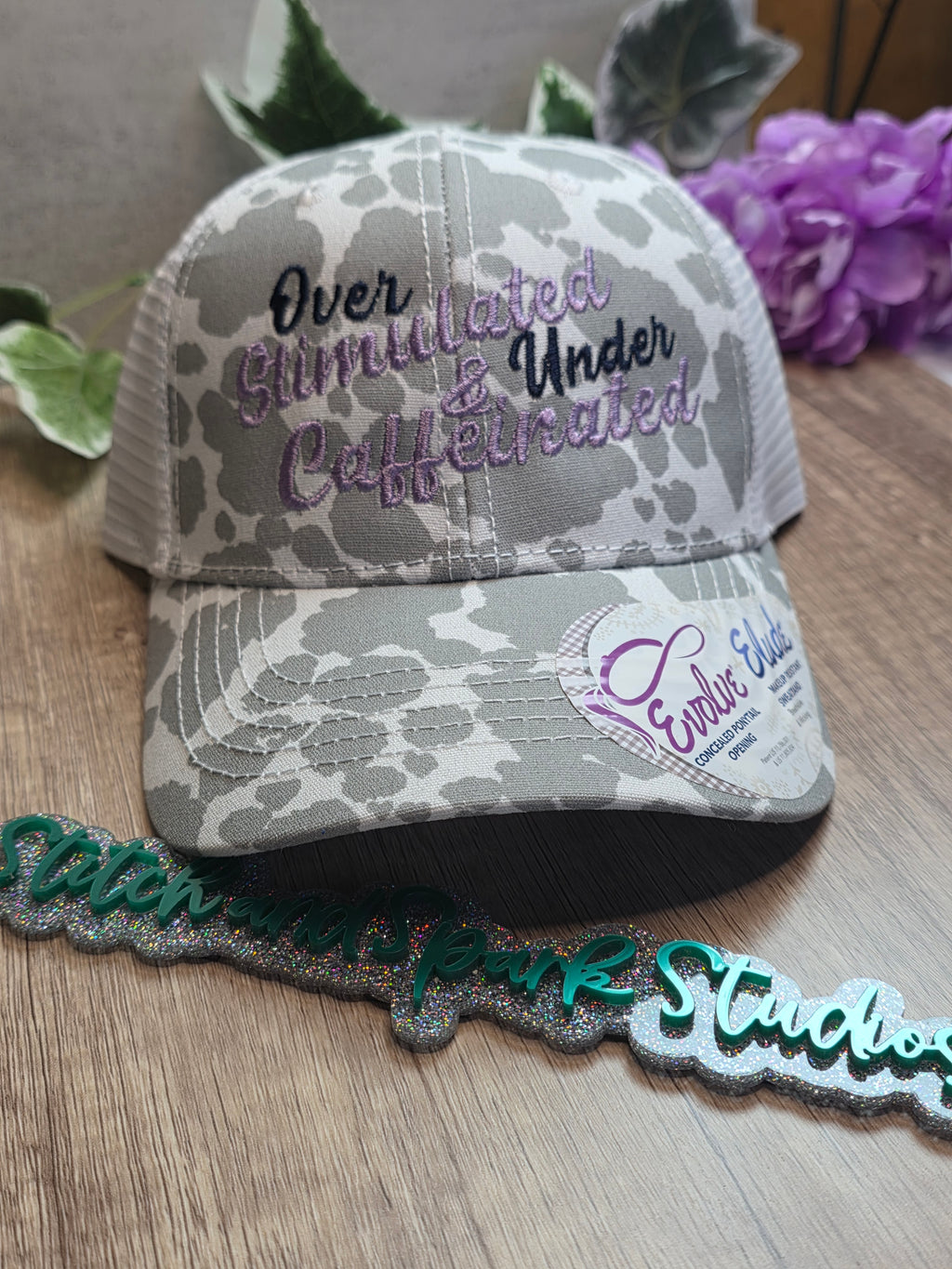 Women’s Coffee Lover Hat – Overstimulated Undercaffeinated Trucker Cap