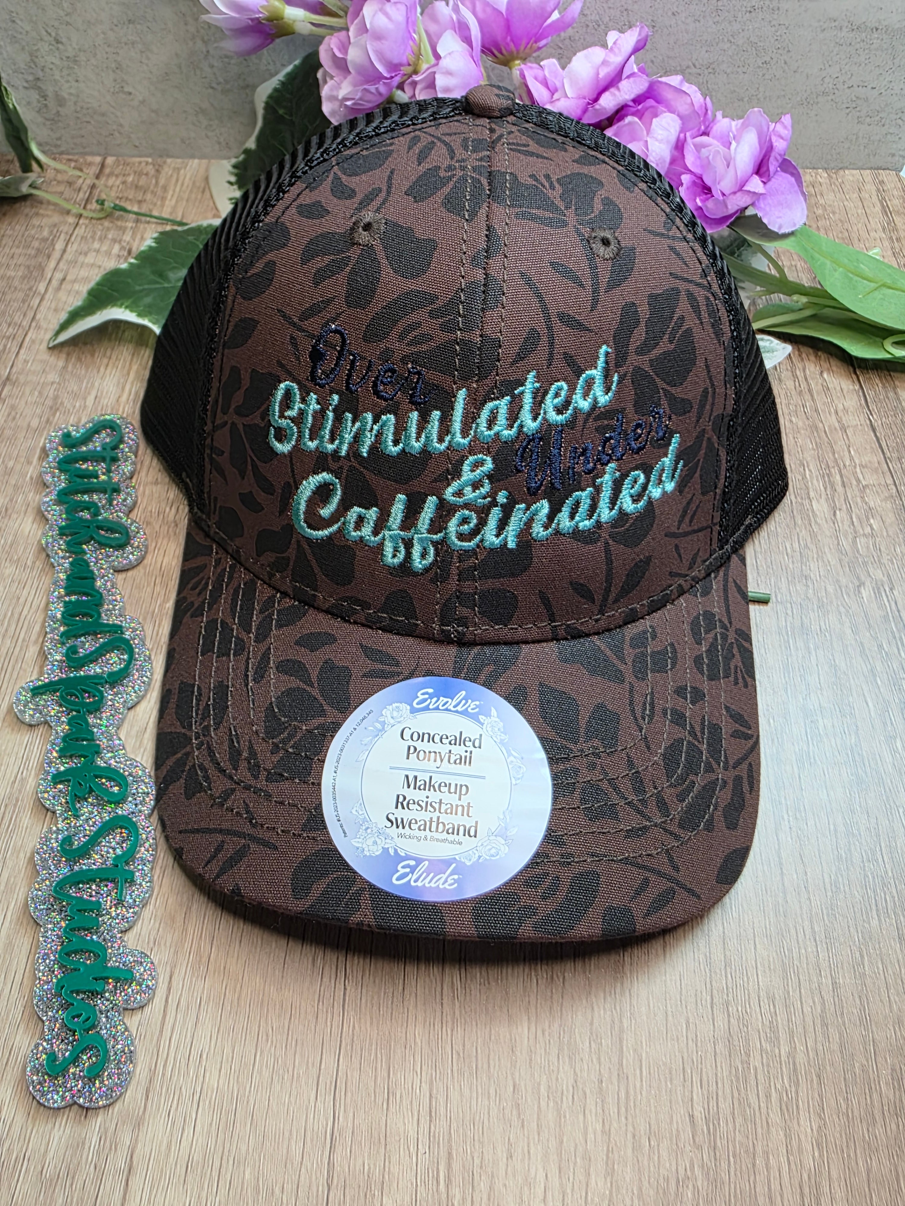 Women’s Coffee Lover Hat – Overstimulated Undercaffeinated Trucker Cap