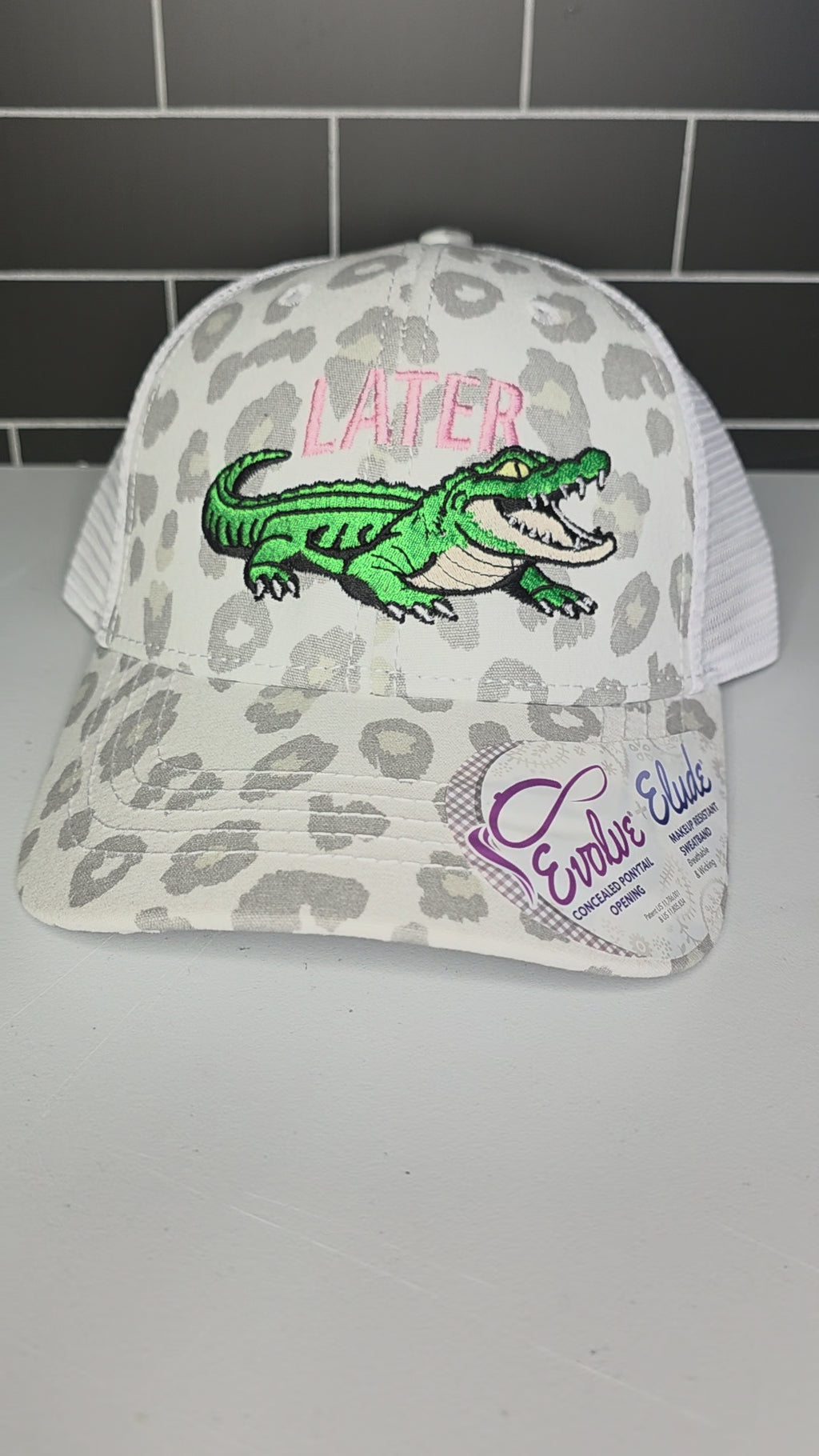 Later Gator Leopard Ponytail Cap – Embroidered Alligator Design