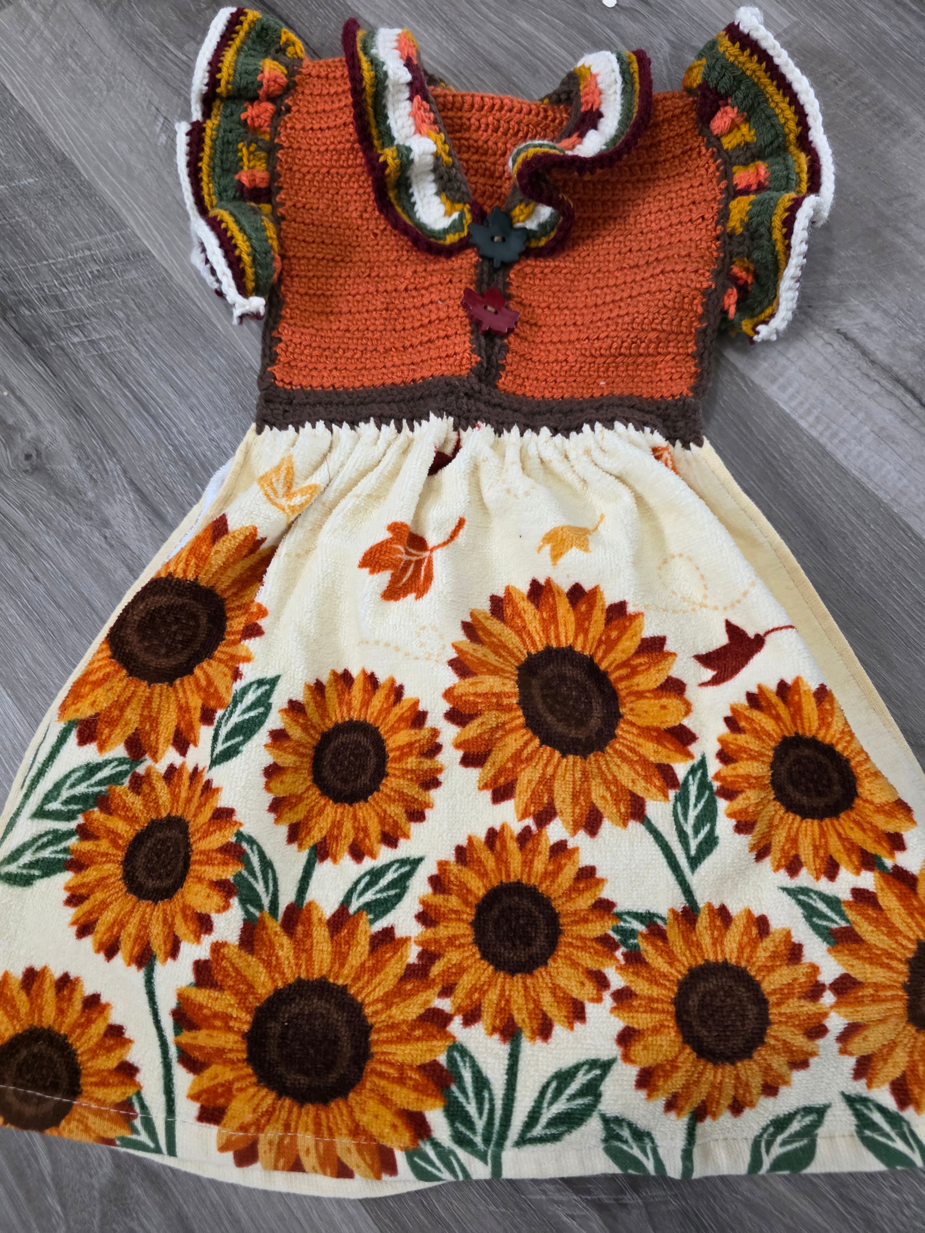 Fall kitchen hand-crocheted kitchen towels