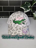 Later Gator Leopard Ponytail Cap – Embroidered Alligator Design