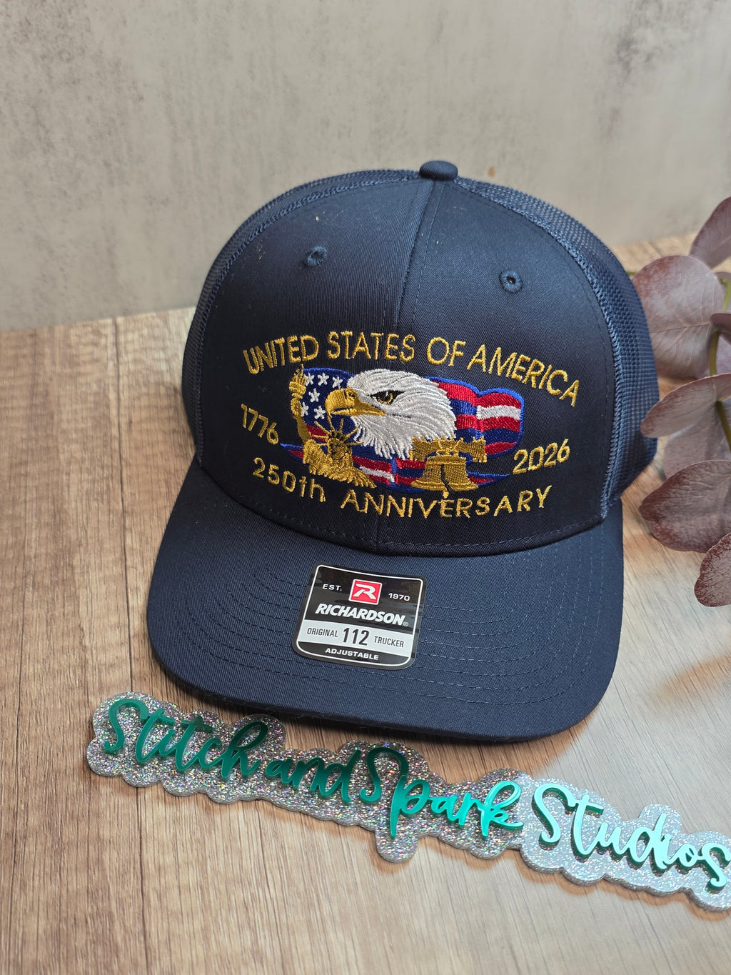 United States of America 250th Anniversary Hat 1776-2026 | Patriotic Eagle Richardson 112 Trucker Cap | Embroidered American Freedom Hat