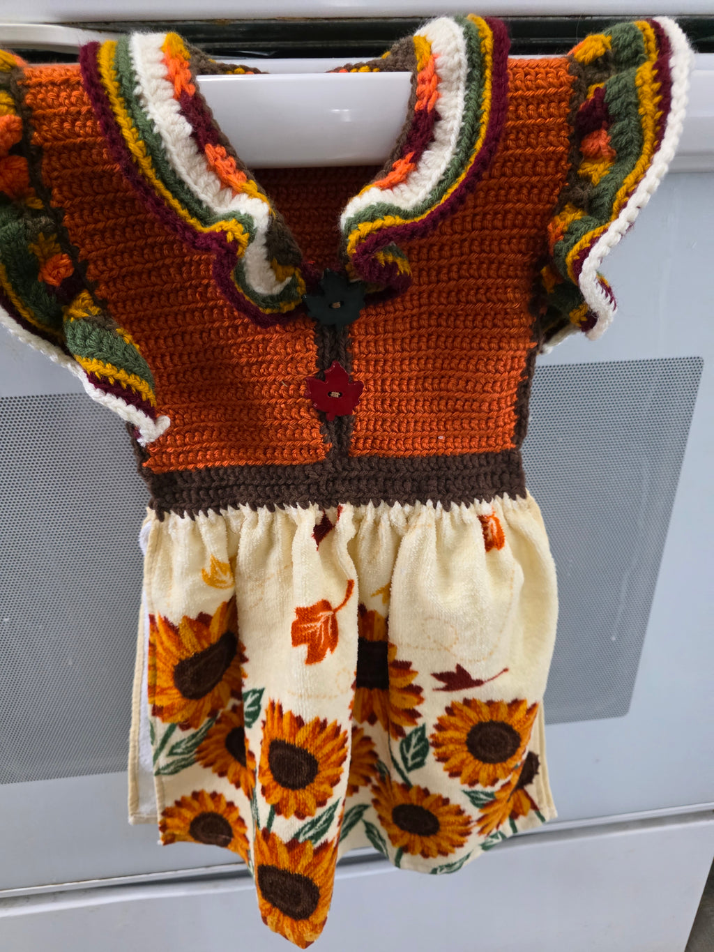 Fall kitchen hand-crocheted kitchen towels