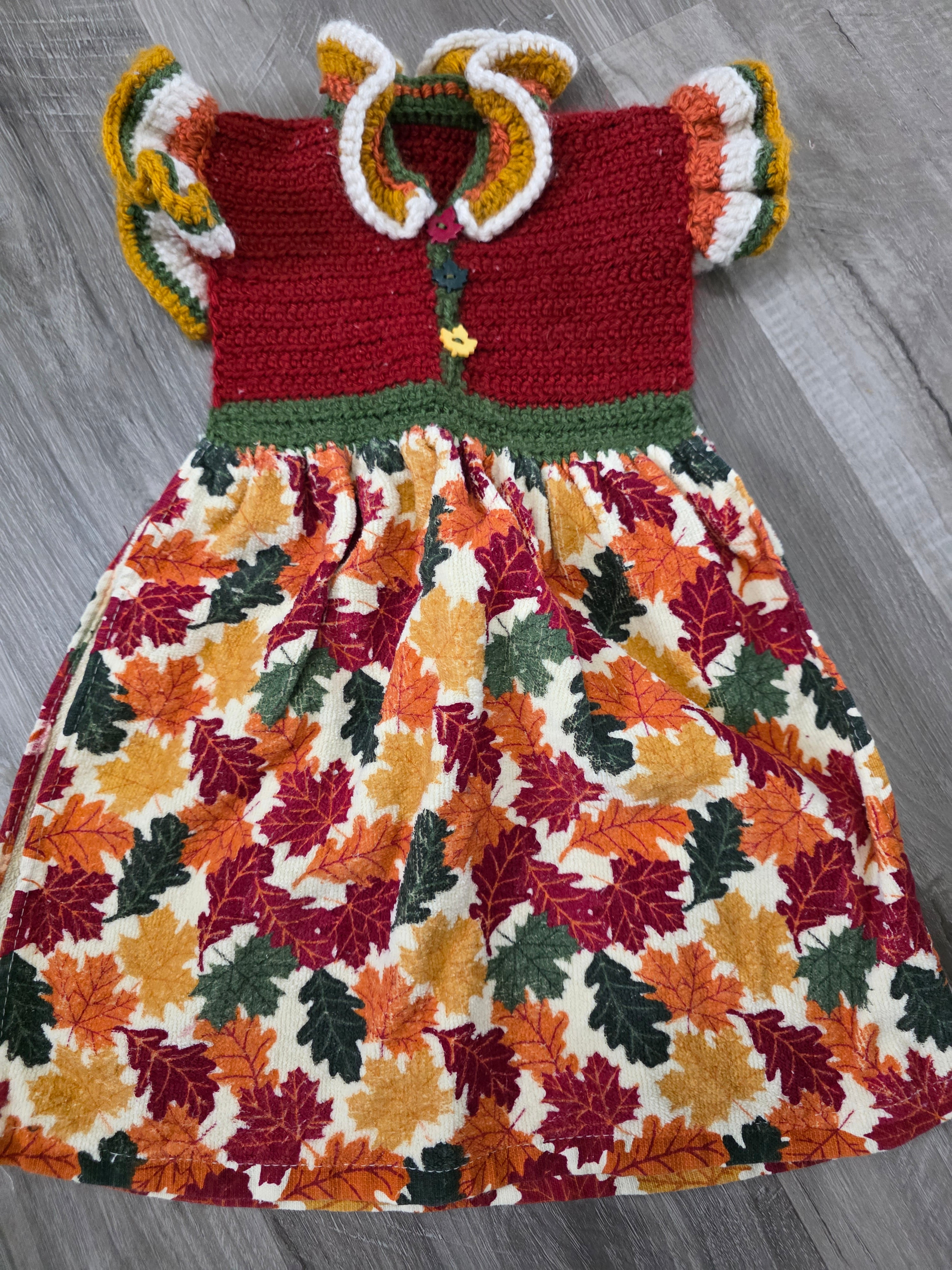Fall kitchen hand-crocheted kitchen towels